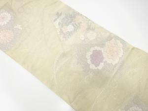 アンティーク　絽紗　色紙散らしに花模様織り出し袋帯（材料）